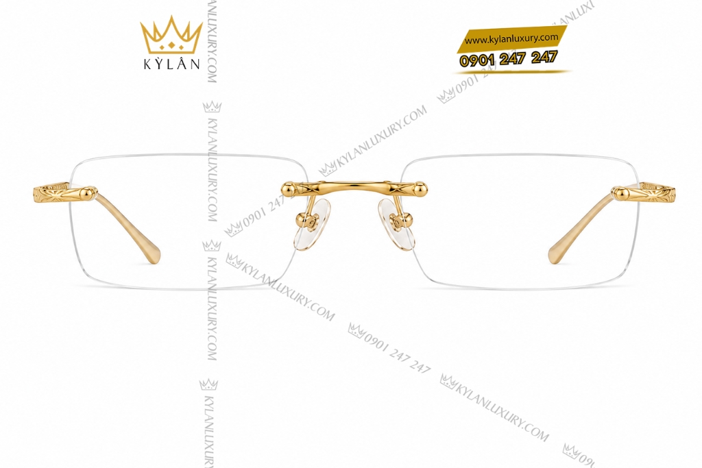 Kỳ Lân Luxury Mat kinh vang vang Au750 1 Mắt kính vàng vàng Au750