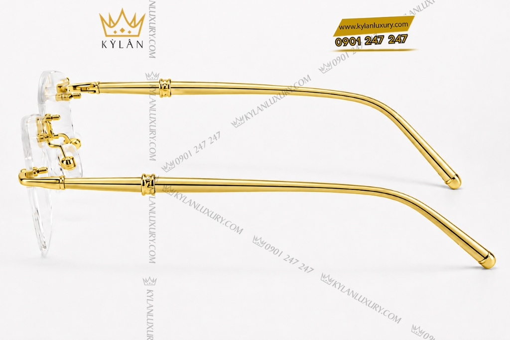 Kỳ Lân Luxury Mat kinh vang vang Au750 3 4 Mắt kính vàng vàng Au750