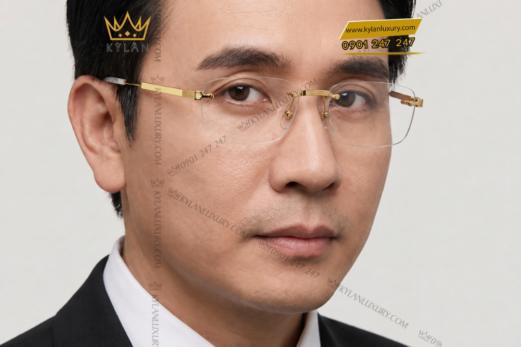 Kỳ Lân Luxury Mat kinh vang vang Au750 8 2 Mắt kính vàng vàng Au750