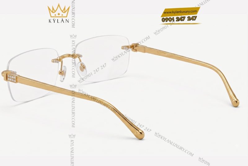 Mắt kính vàng vàng Au750 đính kim cương
