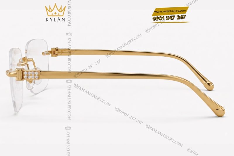 Mắt kính vàng vàng Au750 đính kim cương