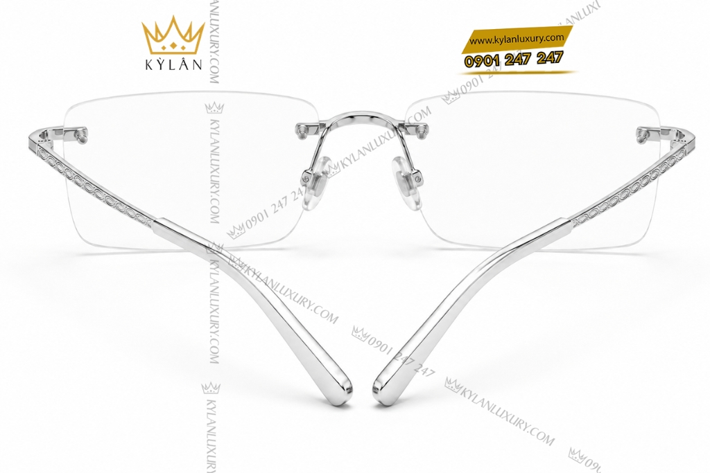 Mắt kính vàng vàng Au750 đính kim cương họa tiết oval