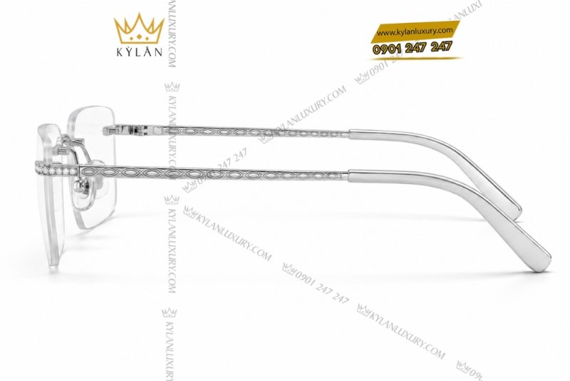 Mắt kính vàng trắng Au750 đính kim cương họa tiết oval