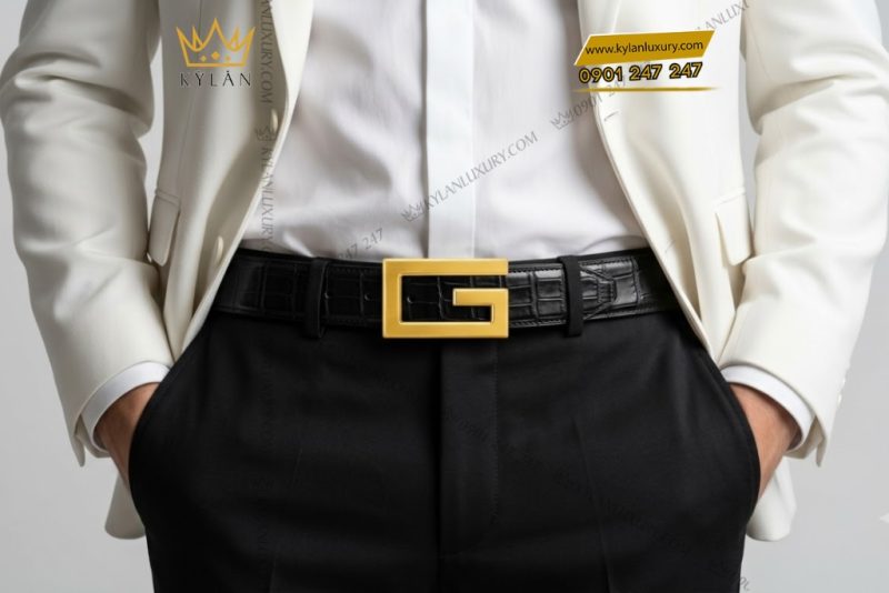 Mặt thắt lưng chữ G vàng Au750