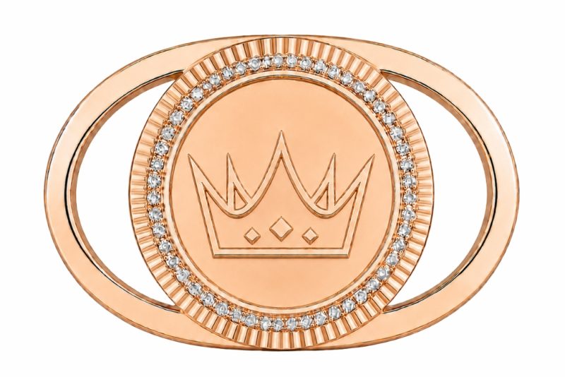 Mặt thắt lưng logo Kỳ Lân vàng hồng Au750 đính kim cương
