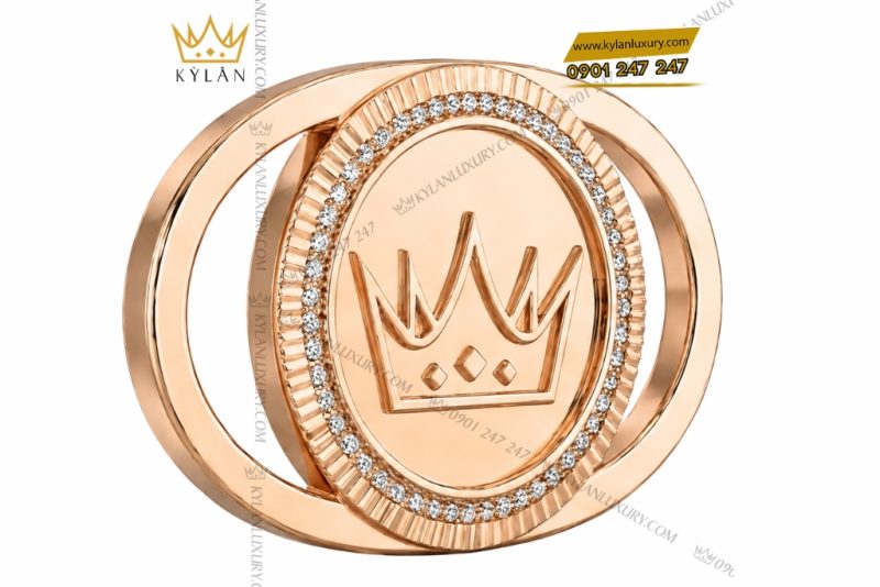Mặt thắt lưng logo Kỳ Lân vàng hồng Au750 đính kim cương