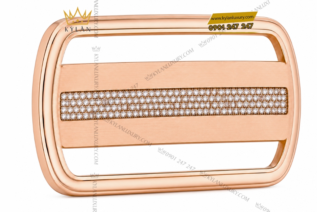 Kỳ Lân Luxury Mat that lung vang hong Au750 dinh kim cuong 3 Mặt thắt lưng vàng hồng Au750 đính kim cương