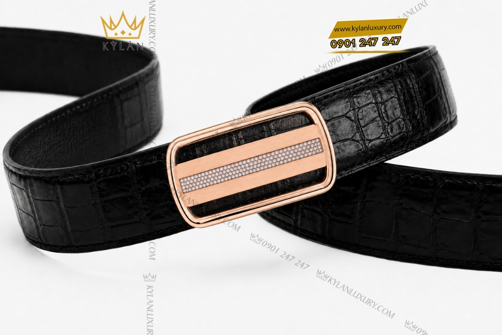 Kỳ Lân Luxury Mat that lung vang hong Au750 dinh kim cuong 8 Mặt thắt lưng vàng hồng Au750 đính kim cương