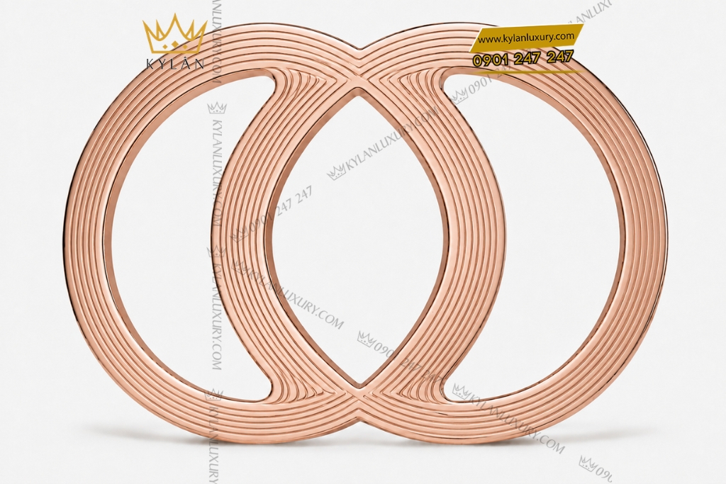 Kỳ Lân Luxury Mat that lung vang hong Au750 hoa tiet vong tron dan xen 1 Mặt thắt lưng vàng hồng Au750 họa tiết vòng tròn đan xen