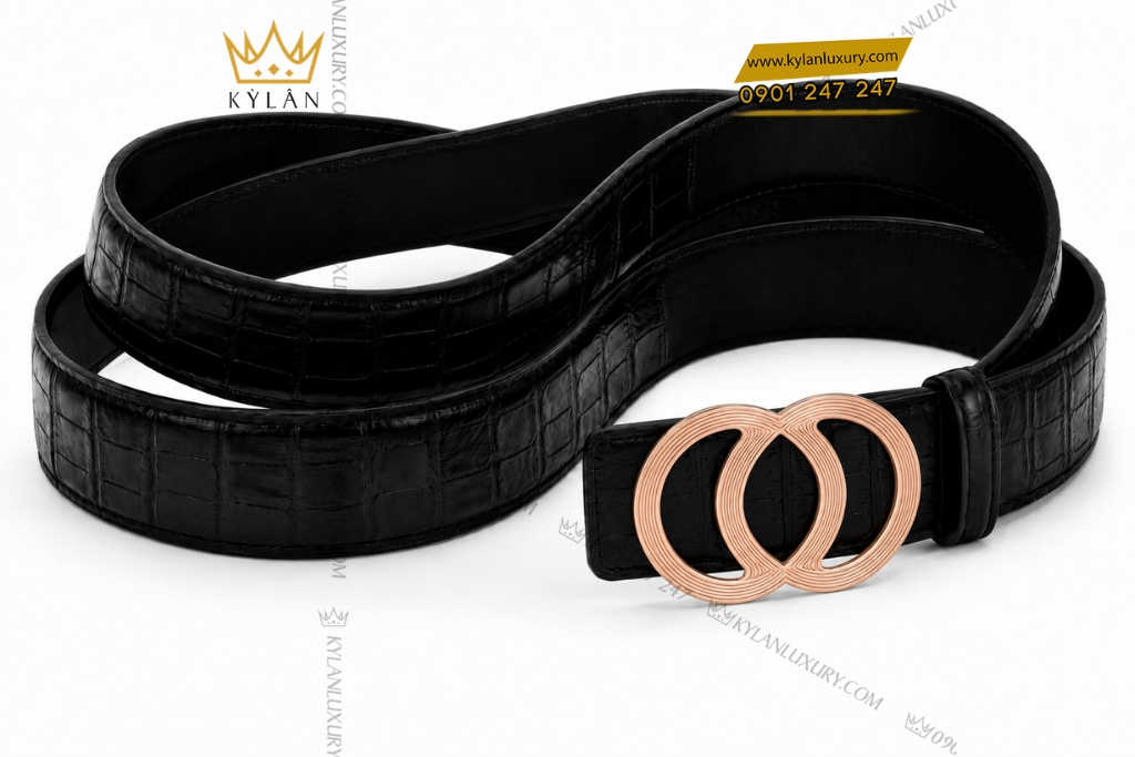 Kỳ Lân Luxury Mat that lung vang hong Au750 hoa tiet vong tron dan xen 8 Mặt thắt lưng vàng hồng Au750 họa tiết vòng tròn đan xen