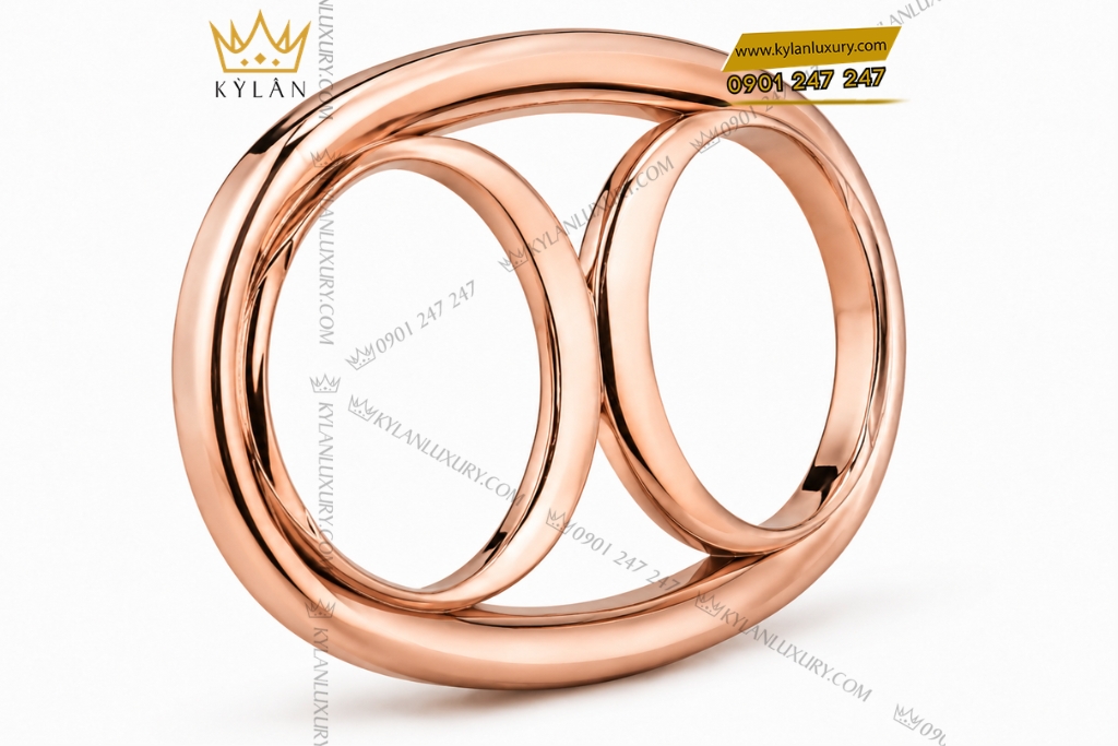 Mặt thắt lưng vàng hồng Au750 khung oval 
