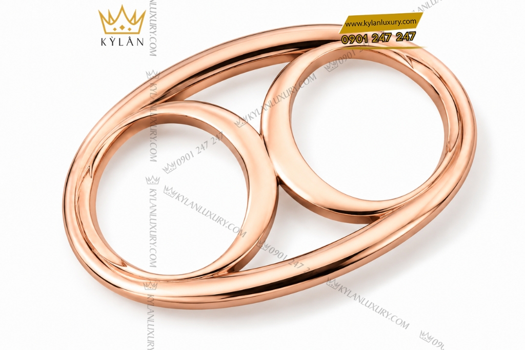 Mặt thắt lưng vàng hồng Au750 khung oval 