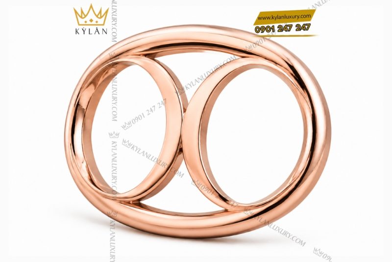 Mặt thắt lưng vàng hồng Au750 khung oval