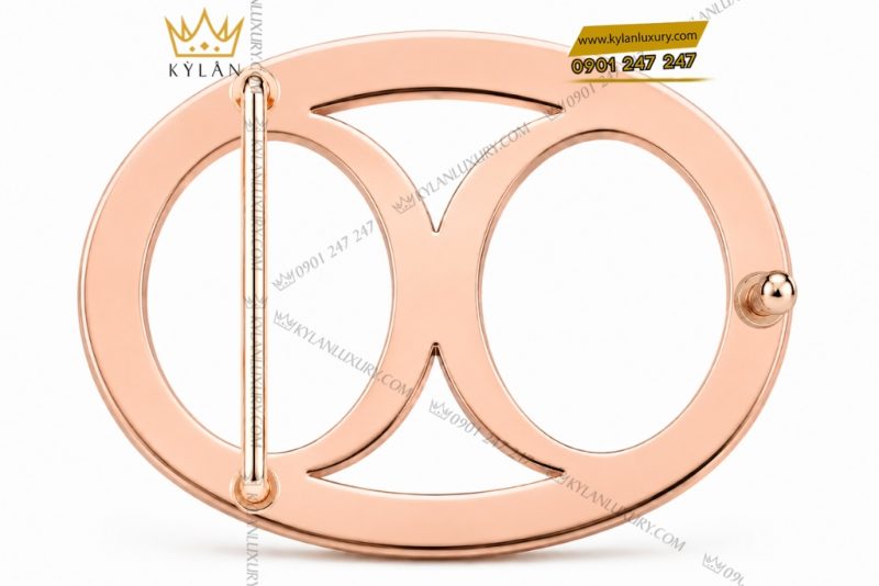 Mặt thắt lưng vàng hồng Au750 khung oval
