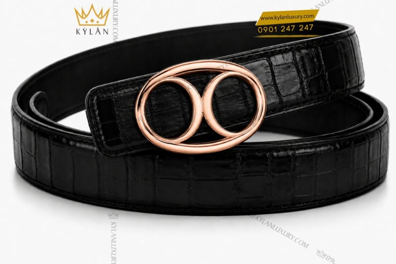 Mặt thắt lưng vàng hồng Au750 khung oval