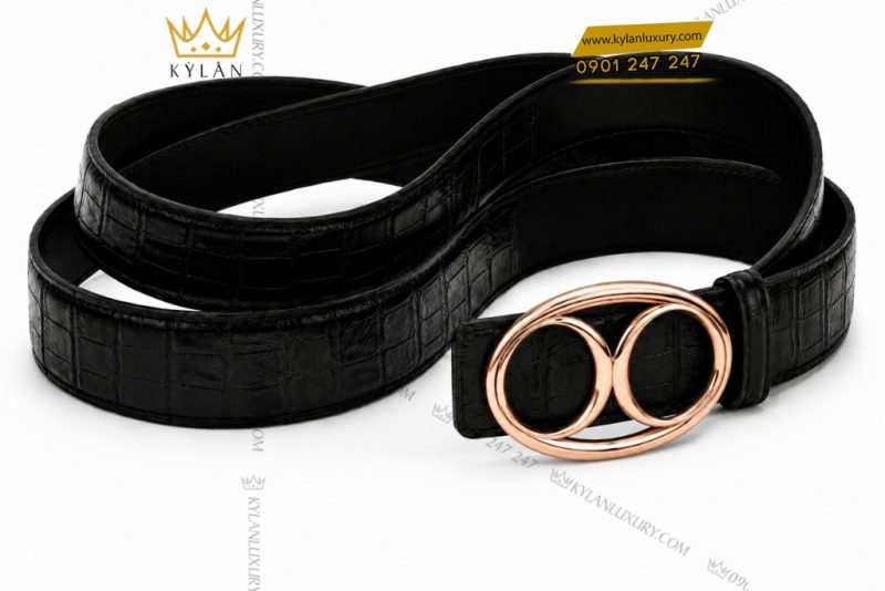 Mặt thắt lưng vàng hồng Au750 khung oval