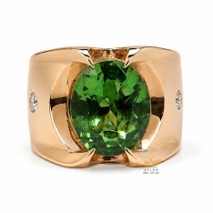 Nhẫn nam vàng hồng Au750 đính đá quý xanh