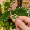 Nhẫn nam vàng hồng Au750 đính đá quý xanh