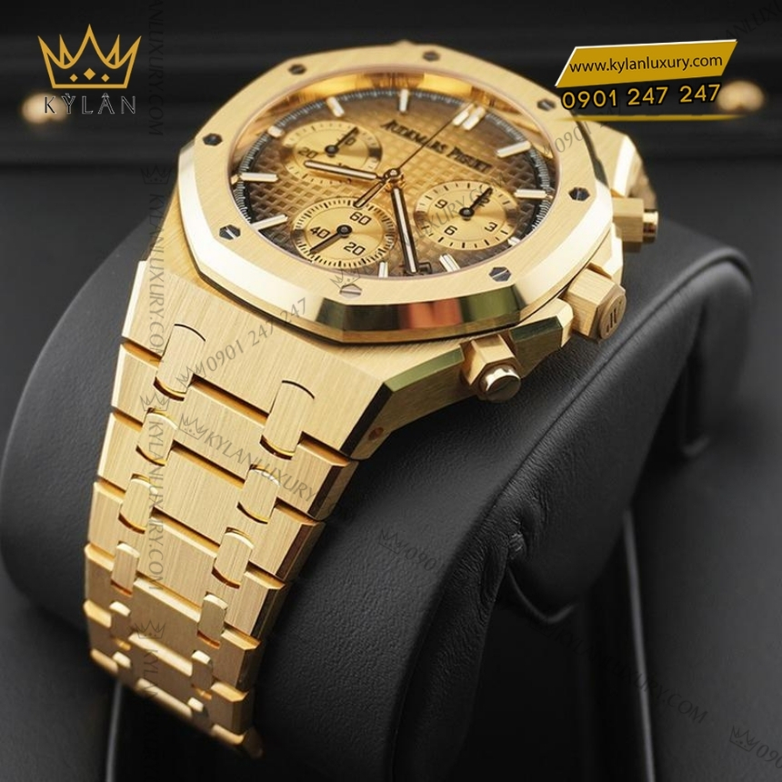 Kỳ Lân Luxury ap royal oak mat vang khoi 26240ba 2 Đồng hồ Royal Oak Selfwinding Chronograph mặt vàng khói 26240BA