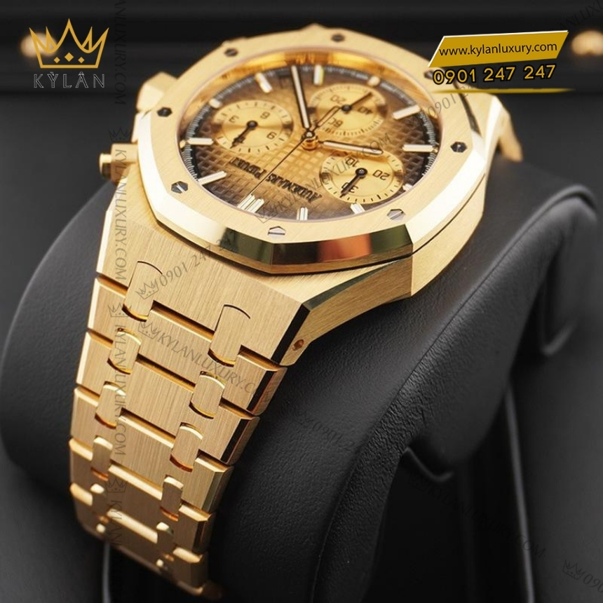 Kỳ Lân Luxury ap royal oak mat vang khoi 26240ba 4 Đồng hồ Royal Oak Selfwinding Chronograph mặt vàng khói 26240BA