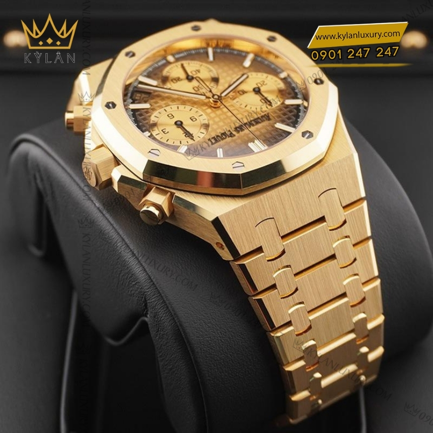 Kỳ Lân Luxury ap royal oak mat vang khoi 26240ba 5 Đồng hồ Royal Oak Selfwinding Chronograph mặt vàng khói 26240BA