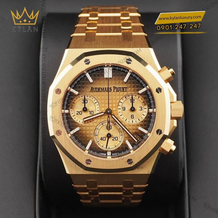Kỳ Lân Luxury ap royal oak mat vang khoi 26240ba 6 Đồng hồ Royal Oak Selfwinding Chronograph mặt vàng khói 26240BA