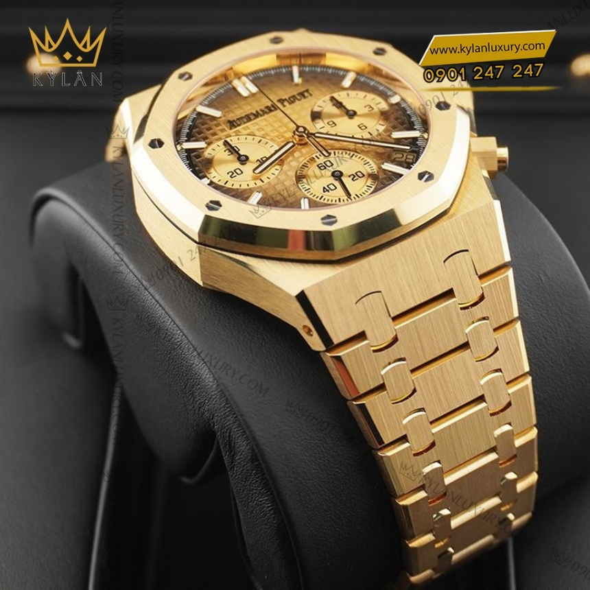 Kỳ Lân Luxury ap royal oak mat vang khoi 26240ba 8 Đồng hồ Royal Oak Selfwinding Chronograph mặt vàng khói 26240BA