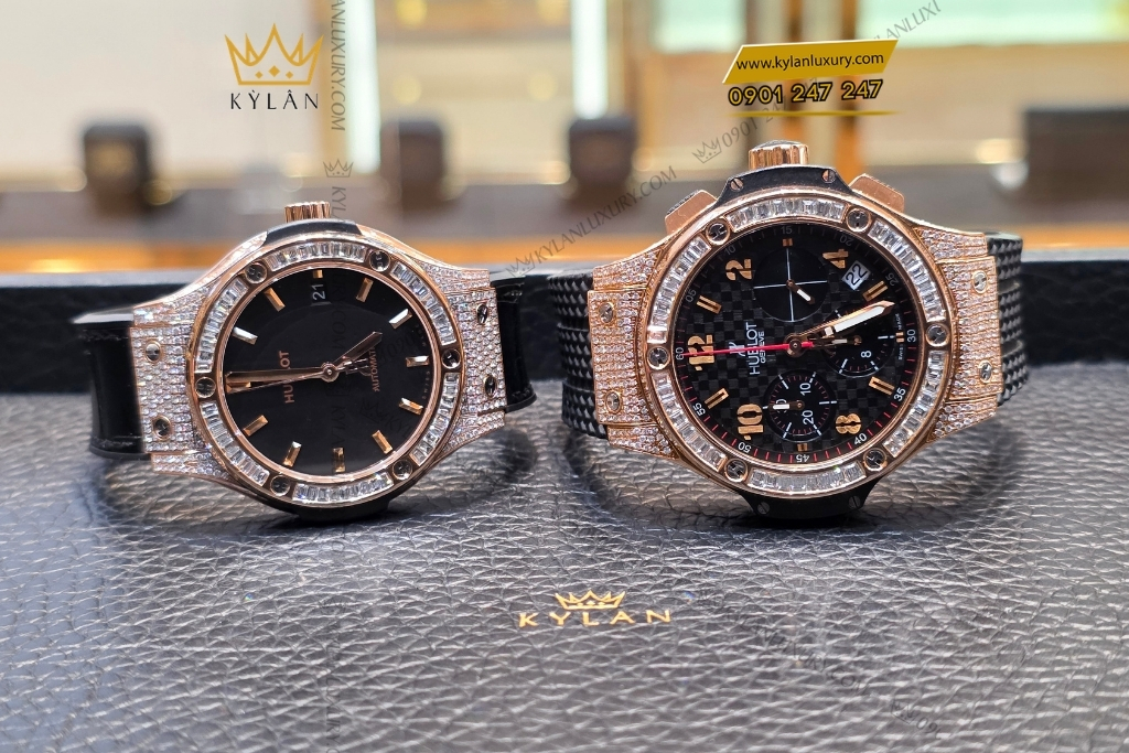 Kỳ Lân Luxury cap doi hublot king gold custom kim cuong 42mm 38mm 10 Cặp đôi Hublot King Gold Custom Kim Cương 42mm & 38mm