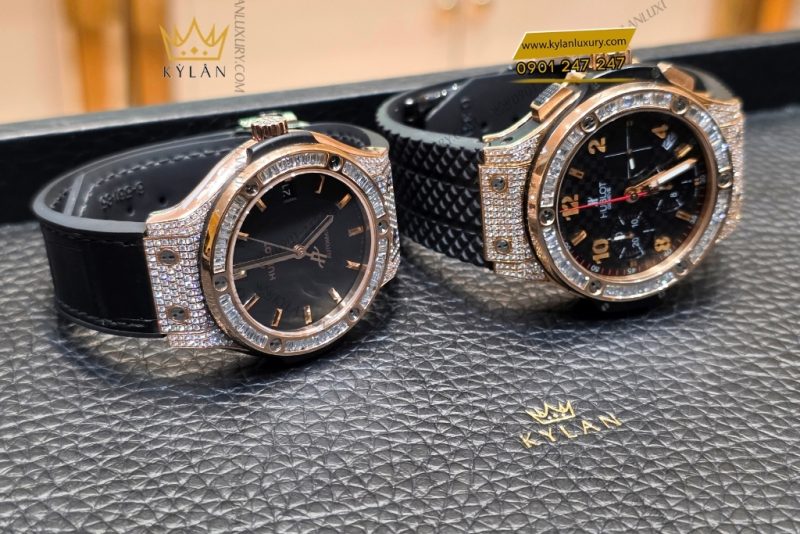 Cặp đôi Hublot King Gold Custom Kim Cương 42mm & 38mm