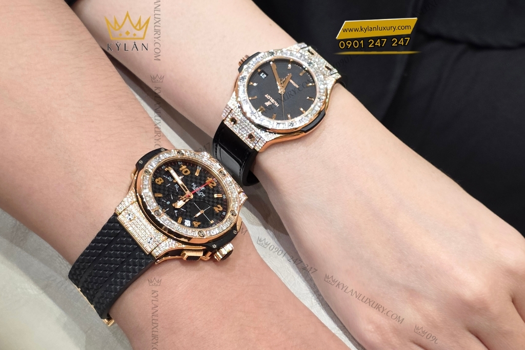 Kỳ Lân Luxury cap doi hublot king gold custom kim cuong 42mm 38mm 5 Cặp đôi Hublot King Gold Custom Kim Cương 42mm & 38mm