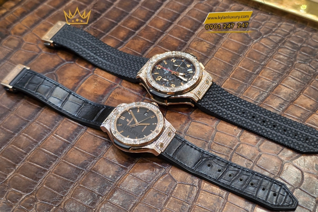 Kỳ Lân Luxury cap doi hublot king gold custom kim cuong 42mm 38mm 8 Cặp đôi Hublot King Gold Custom Kim Cương 42mm & 38mm