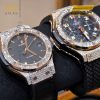 Cặp đôi Hublot King Gold Custom Kim Cương 42mm & 38mm