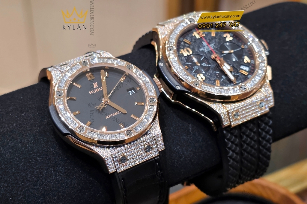 Kỳ Lân Luxury cap doi hublot king gold custom kim cuong 42mm 38mm 9 Cặp đôi Hublot King Gold Custom Kim Cương 42mm & 38mm