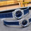 Cặp đồng hồ Hublot Classic Fusion xanh dương đính kim cương 42mm & 33mm
