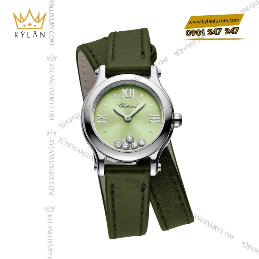 Kỳ Lân Luxury chopard happy sport xanh la day deo dai 278620 3005 2 Đồng hồ Chopard Happy Sport mặt xanh lá dây đeo dài 278620-3005