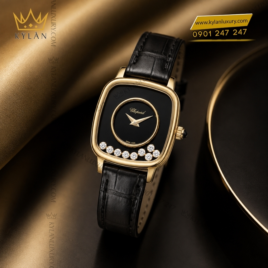 Kỳ Lân Luxury chopard heritage kim cuong 24mm 203787 0001 3 Đồng hồ Chopard Happy Diamonds Heritage 24mm 203787-0001