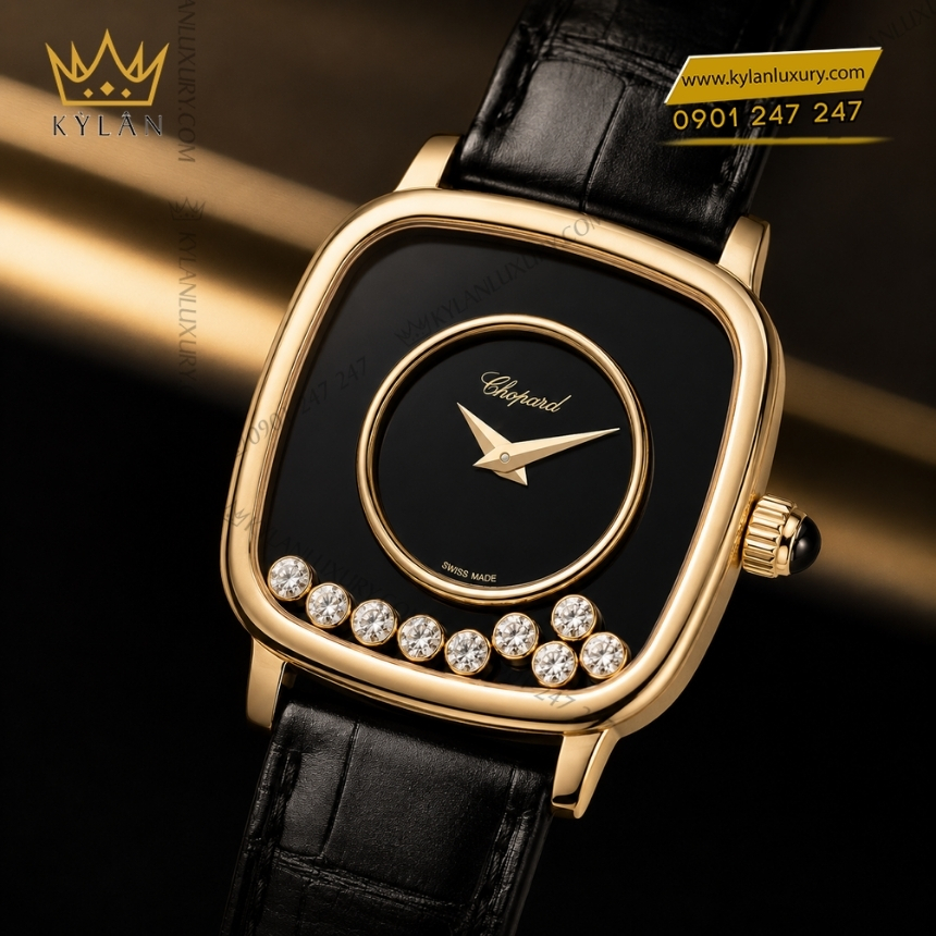 Kỳ Lân Luxury chopard heritage kim cuong 24mm 203787 0001 5 Đồng hồ Chopard Happy Diamonds Heritage 24mm 203787-0001