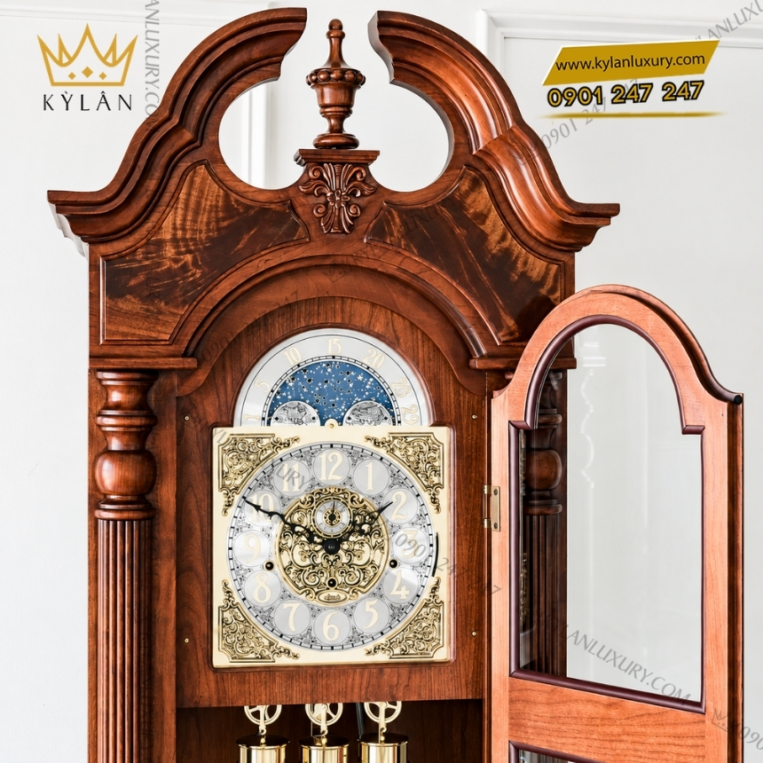 Kỳ Lân Luxury co logo dong ho cay hermle 010993 n91161 3 Đồng hồ cây Hermle 010993-N91161