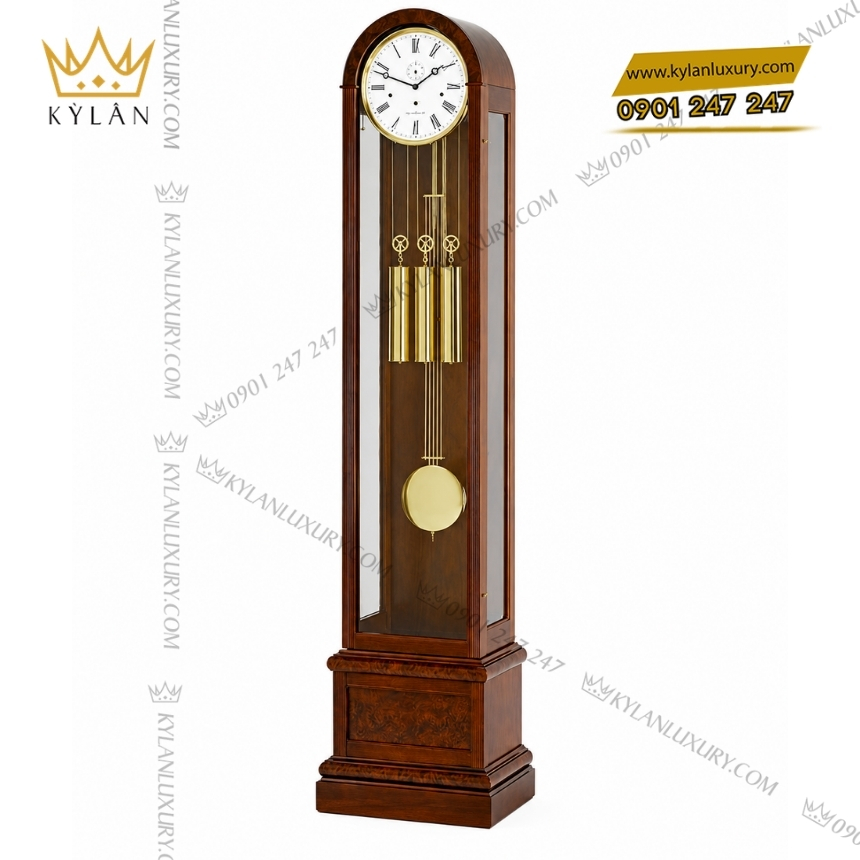 Kỳ Lân Luxury dong ho cay hermle 01087 030461 2 Đồng hồ cây Hermle gỗ óc chó nâu 01087-030461