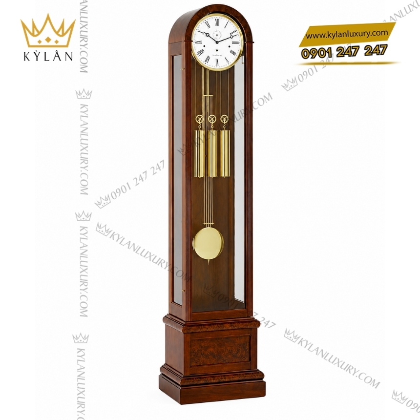 Kỳ Lân Luxury dong ho cay hermle 01087 030461 3 Đồng hồ cây Hermle gỗ óc chó nâu 01087-030461