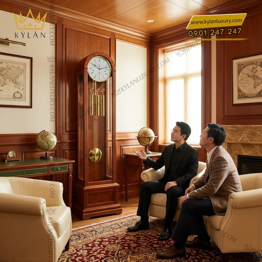 Kỳ Lân Luxury dong ho cay hermle go anh dao 01087 160461 4 1 Đồng hồ cây Hermle gỗ anh đào 01087-160461
