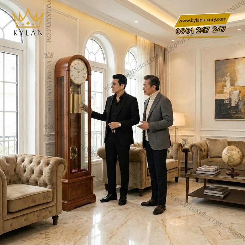Kỳ Lân Luxury dong ho cay hermle go anh dao 01087 160461 5 1 Đồng hồ cây Hermle gỗ anh đào 01087-160461