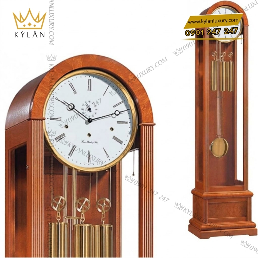 Kỳ Lân Luxury dong ho cay hermle go anh dao 01087 160461 6 Đồng hồ cây Hermle gỗ anh đào 01087-160461