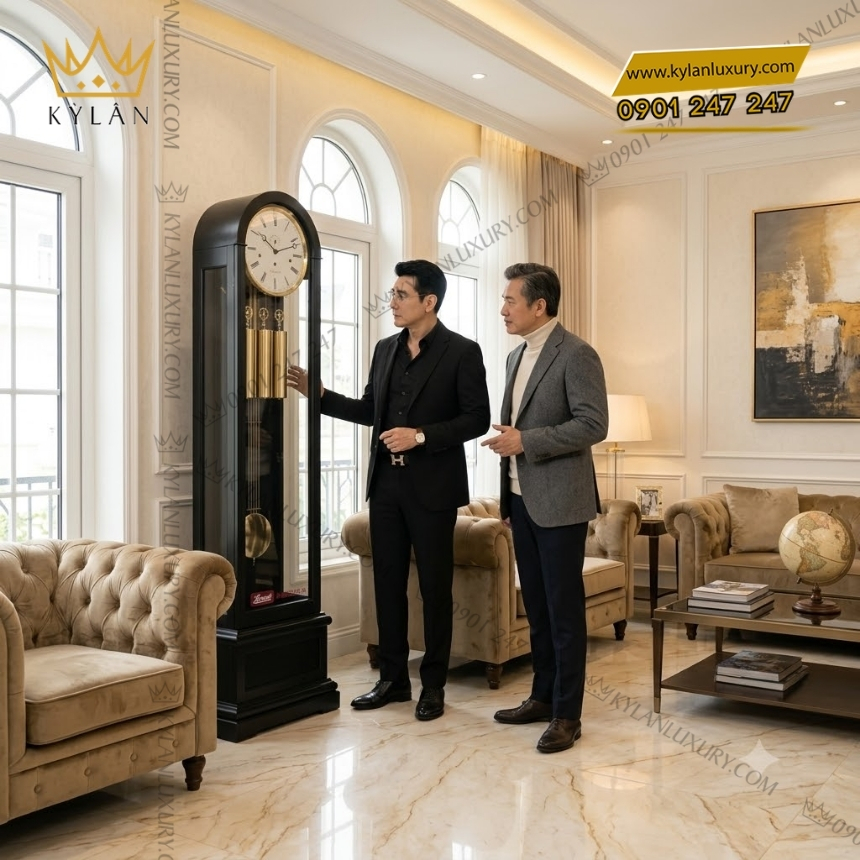 Kỳ Lân Luxury dong ho cay hermle mau den 01087 740461 5 Đồng hồ cây Hermle màu đen 01087-740461