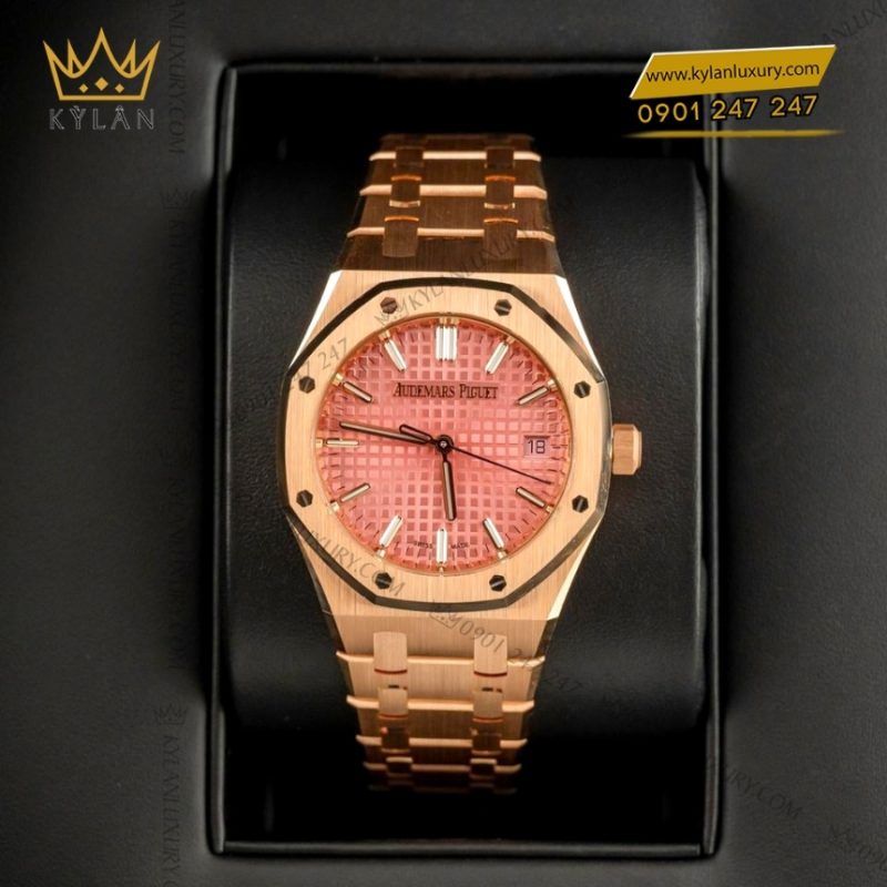 Đồng hồ Royal Oak vàng hồng mặt số hồng 77450OR