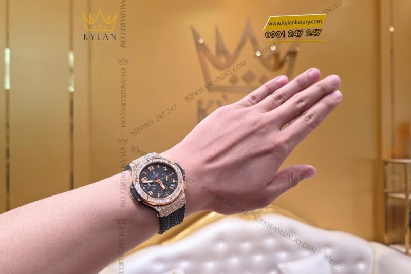 Đồng hồ Hublot Big Bang King Gold custom vành kim vuông 42mm