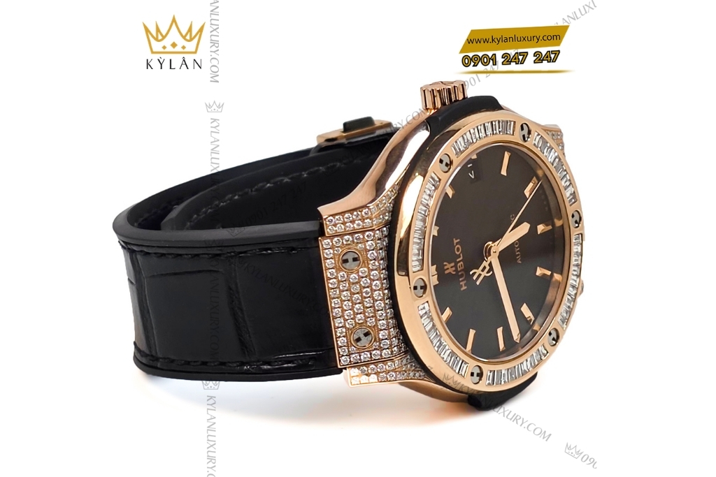 Kỳ Lân Luxury hublot classic fusion king gold custom kim cuong 38mm 5 Đồng hồ Hublot Classic Fusion King Gold custom kim cương 38mm