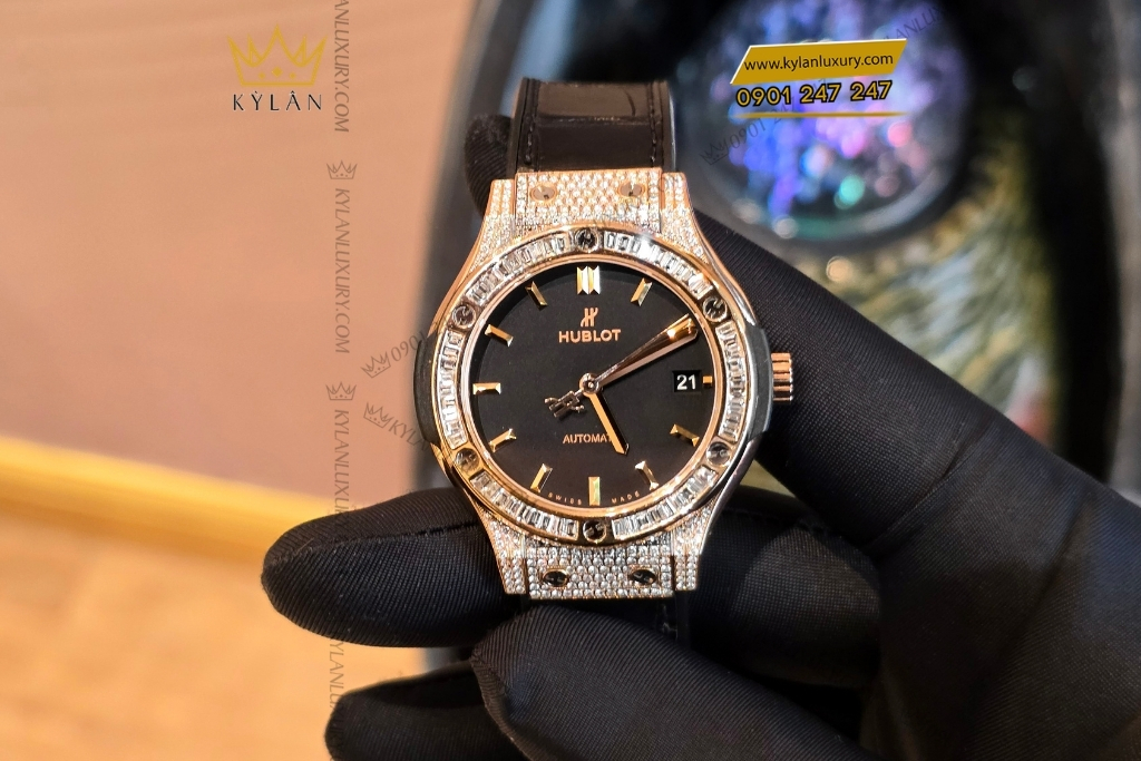 Kỳ Lân Luxury hublot classic fusion king gold custom kim cuong 38mm 7 Đồng hồ Hublot Classic Fusion King Gold custom kim cương 38mm
