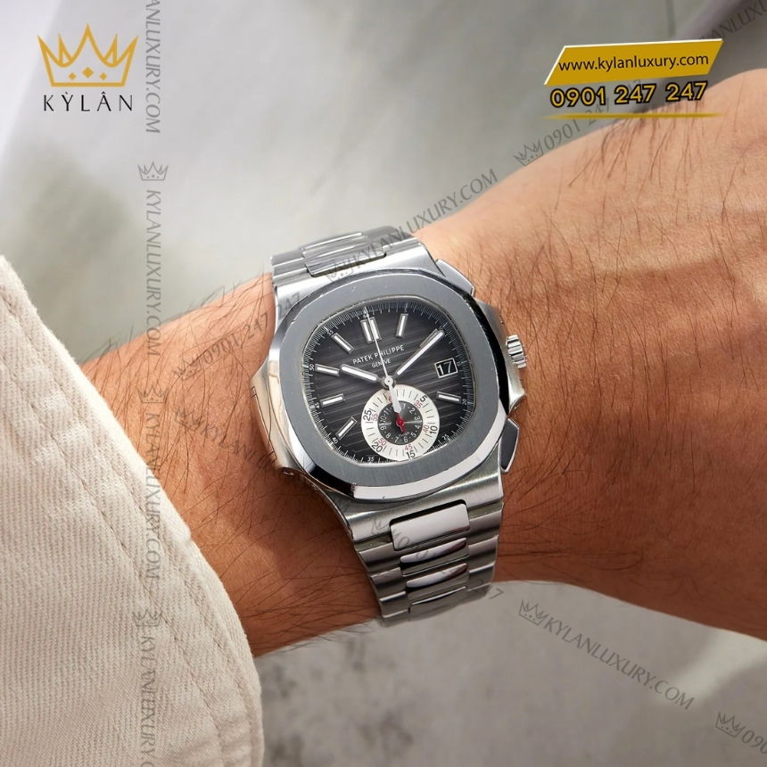 Kỳ Lân Luxury patek philippe nautilus chronograph 5980 1a 014 10 Đồng hồ Patek Philippe Nautilus Chronograph mặt số đen 5980/1A-014