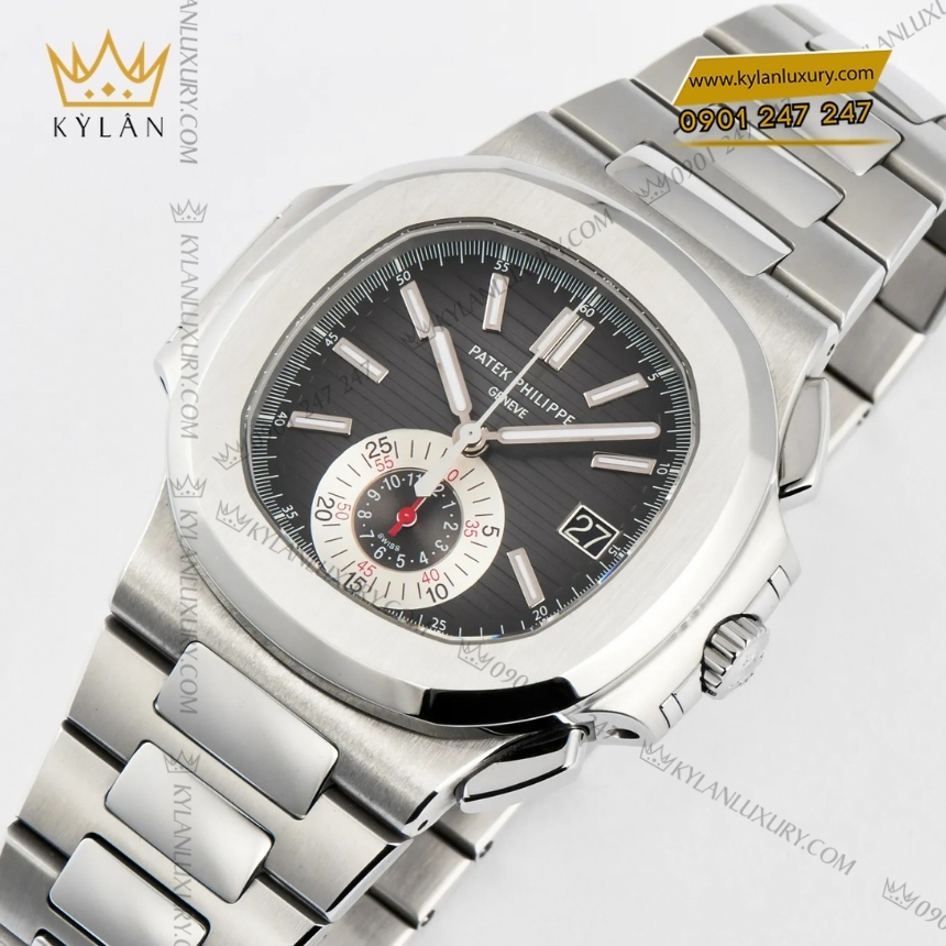 Kỳ Lân Luxury patek philippe nautilus chronograph 5980 1a 014 3 Đồng hồ Patek Philippe Nautilus Chronograph mặt số đen 5980/1A-014